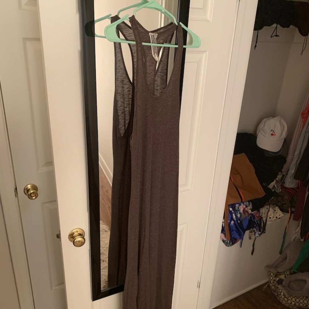 Free People Ribbed Maxi Tank Dress in Olive